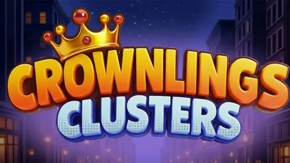 Interface colorida e neon do slot Crownlings Clusters com criaturas blobby