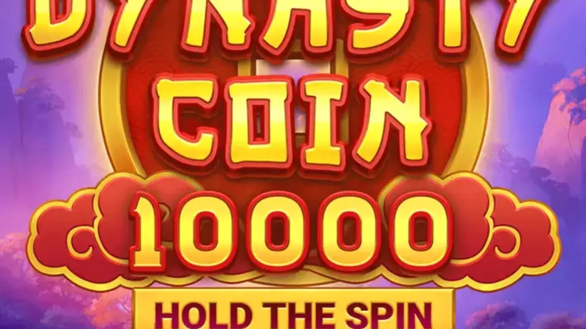 Interface do jogo de slot Dynasty Coin 10,000 com tema oriental e símbolos imperiais.